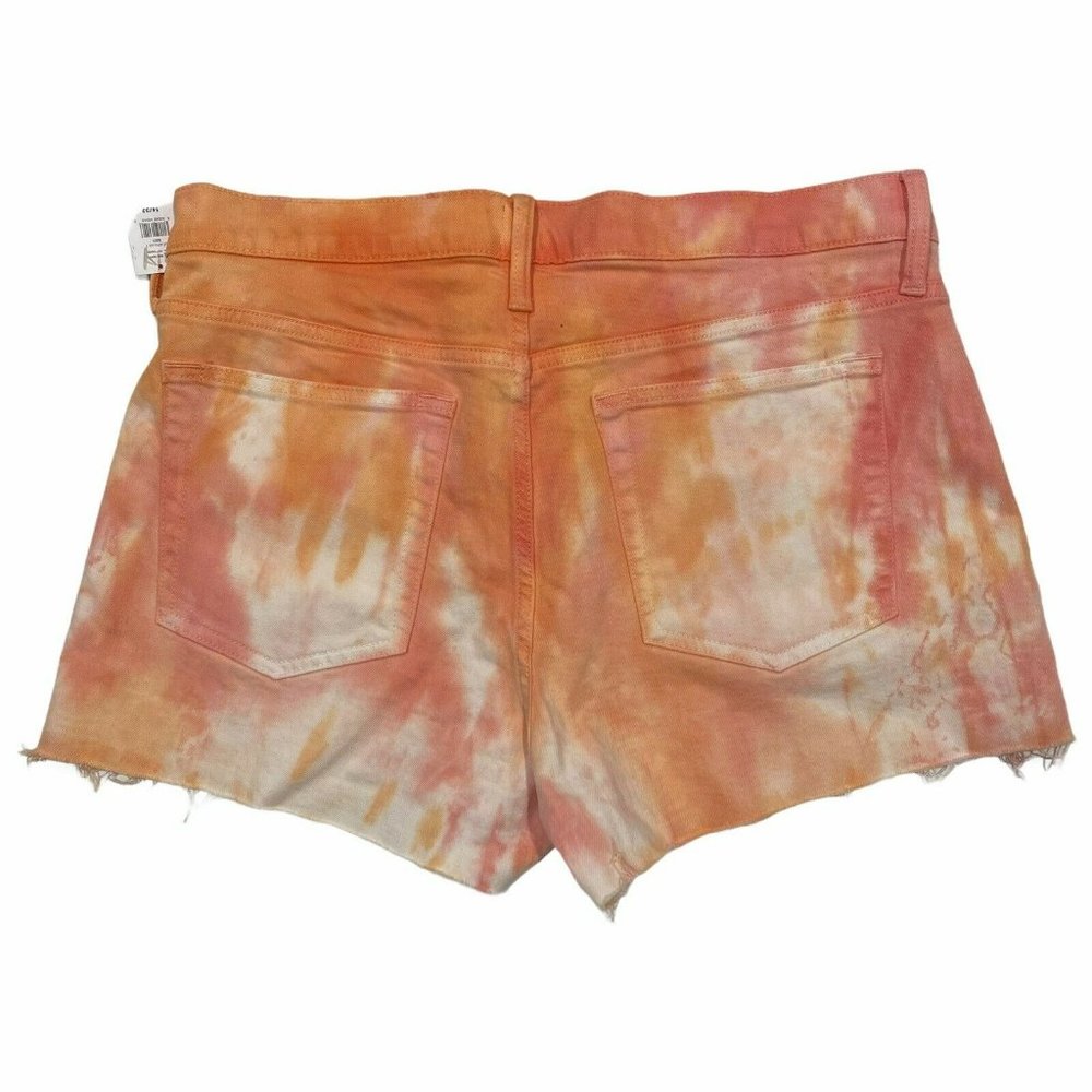 NWT GAP Women's Cheeky Denim Shorts Sz 2 Orange Tie Dye Stretch #575099 - Picture 2 of 6